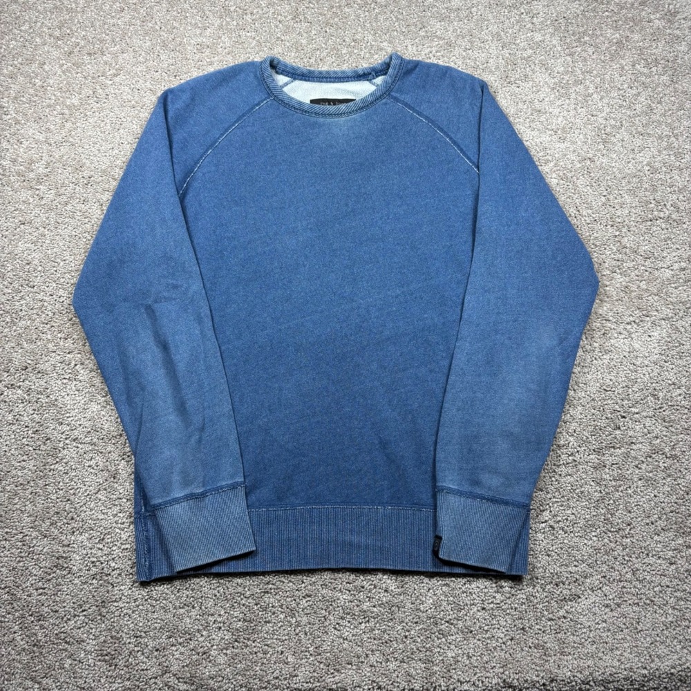 Rag & Bone Mens Blue Cotton Raglan Crew Neck Sweatshirt Denim Size M - Picture 1 of 8